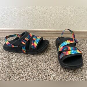 Chaco Chillos Sport Kids Sandals Dark Tie-Dye Strap Black Multicolor Unisex Sz 2